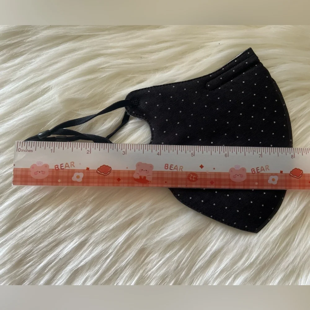 Reusable Fabric Face Mask Set of 2 : Black & Pink Polka Dot Washable Adult NEW